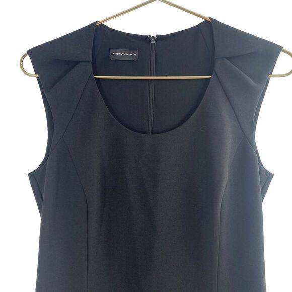 Emporio Armani Italian Sheath Dress Black Size 4 Gathered‎ Front - Picture 4 of 9